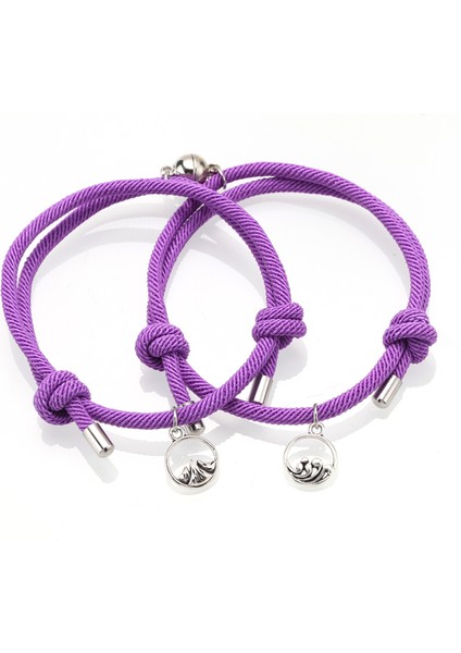 Stili Ayarla I Çift Bileklik Çifti En Iyi Arkadaş Bilekliği Erkek Bilekliği Kırmızı Siyah Halat Örgü Manyetik Çekim Uzun Mesafe Aşk Takı (Yurt Dışından)