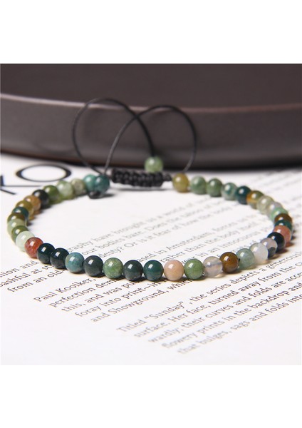 Çılgın Akik 4mm Mini Enerji Bileklik Doğal Taş Lapis Lazuli Akik Boncuk Yoga Örme Bilezik Ayarlanabilir Kadınlar ve Erkekler Için El Yapımı Takı (Yurt Dışından)