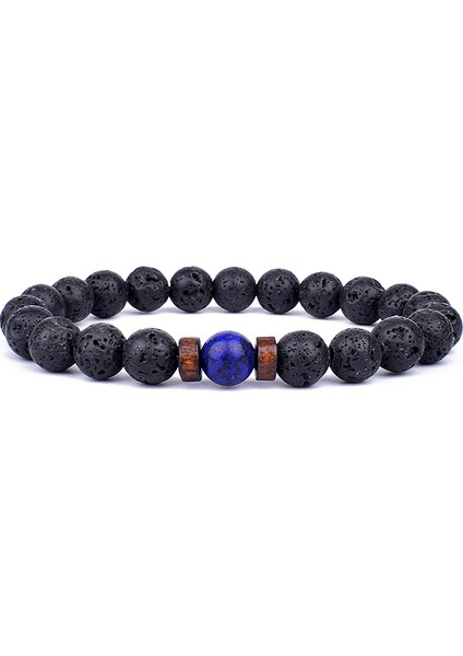 21CM Tarzı No.4 Boyutu Erkekler Için Lava Difüzör Bilezik Doğal Ay Taşı Boncuklu Tibet Buddha Bileklik Volkanik Taş Çakra Bilezik Erkek Takı Hediye (Yurt Dışından)