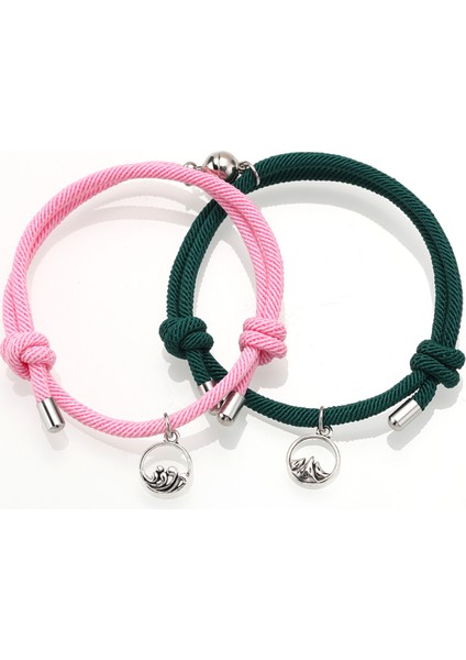 Stili Ayarla Içinde Çift Bileklik Çifti En Iyi Arkadaş Bilekliği Erkek Bilekliği Kırmızı Siyah Halat Örgü Manyetik Çekim Uzun Mesafe Aşk Takı (Yurt Dışından)