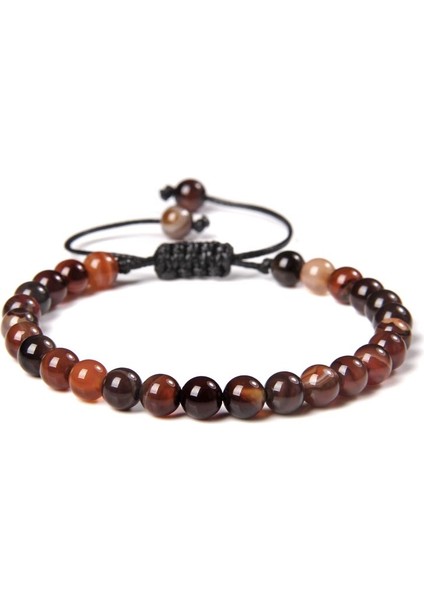 No.5 Boyutu 6mm Doğal Renkli Oniks Kaplan Gözü Taş Boncuk Kadın Sağlık Takı Bilezik El Yapımı Spor Enerji Ayarlanabilir Erkek Bilezikler (Yurt Dışından)