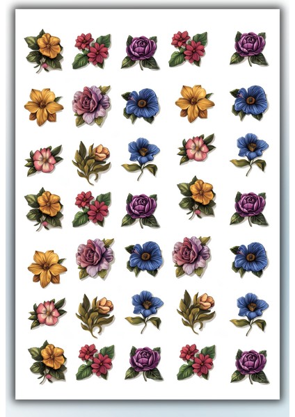 Çiçek-Yaprak Temalı 3 'lü Set Sticker Planner Ajanda Bullet Journal Için Uygun Set fırsatları