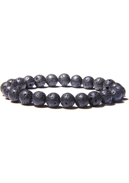 17CM Tarzı Lav Doğal Siyah Lav Taşı Boncuklu Erkek Bileklik Moda Beyaz Turkuaz Boncuklu Bilezik Kadın Erkek Takı Pulseira Hombres (Yurt Dışından)