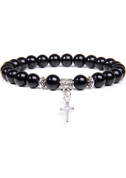 17CM Tarzı Tip 3 Doğal Siyah Oniks Boncuk Bilezik Moda Volkanik Lav Taşlı Dini Haç Kolye Bilezik Kadın Erkek Yoga Takı Için (Yurt Dışından) fiyatları