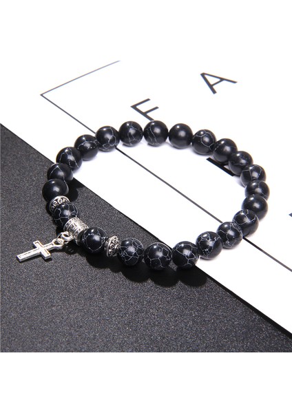 17CM Tarzı Tip 3 Doğal Siyah Oniks Boncuk Bilezik Moda Volkanik Lav Taşlı Dini Haç Kolye Bilezik Kadın Erkek Yoga Takı Için (Yurt Dışından) fırsatları