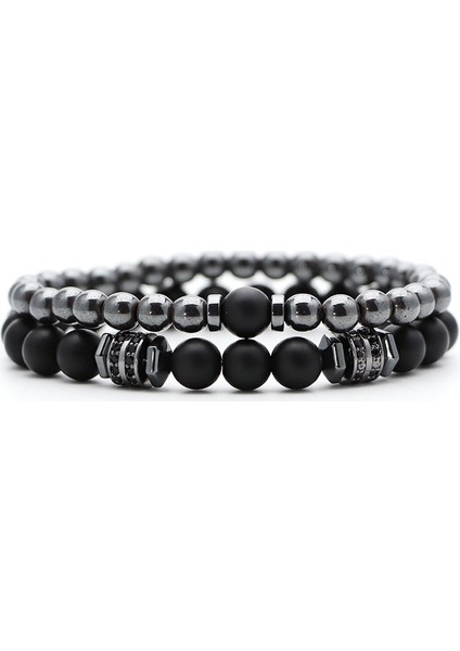 Harita Seti 2'li Erkekler Için El Yapımı Hematit Bileklik Seti Lüks Kristal Kaplamalı Siyah Boncuklu Obsidyen Bileklik Bileklik Homme Hediye (Yurt Dışından) indirimleri