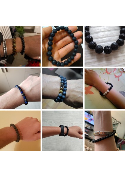 21CM Tarzı No.4 Boyutu 2 Adet Moda Doğal Taş Lav Volkanik Boncuk Bilezik Kaplan Gözü Buddha Şans Bileziği Takı Kadın Erkek Çift Bilezik (Yurt Dışından)