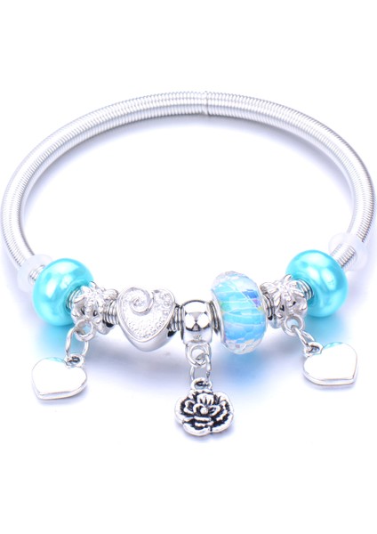 0034BE Eldiven Aşk Barış Anahtar Esnek Boncuk Bilezik 6 Renkli At Alaşım Lotus Şans Bilezik Kadın Erkek Yoga Takı Hediyeler (Yurt Dışından)