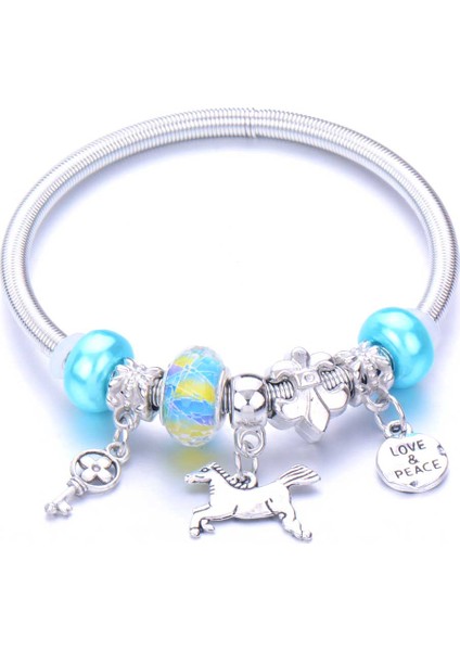 0034BE Eldiven Aşk Barış Anahtar Esnek Boncuk Bilezik 6 Renkli At Alaşım Lotus Şans Bilezik Kadın Erkek Yoga Takı Hediyeler (Yurt Dışından) fırsatları