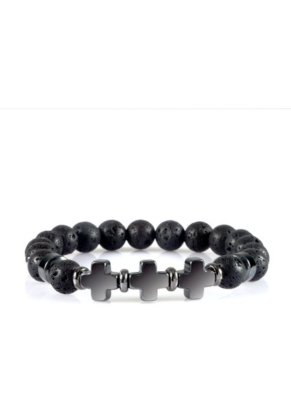 Lav-3 Dua Erkek Kadın Bilezik Hematit Haç Tespih Doğal Taş Boncuk Isa Oniks Meditasyon Bilezikler Takı Hediye Pulsera (Yurt Dışından)