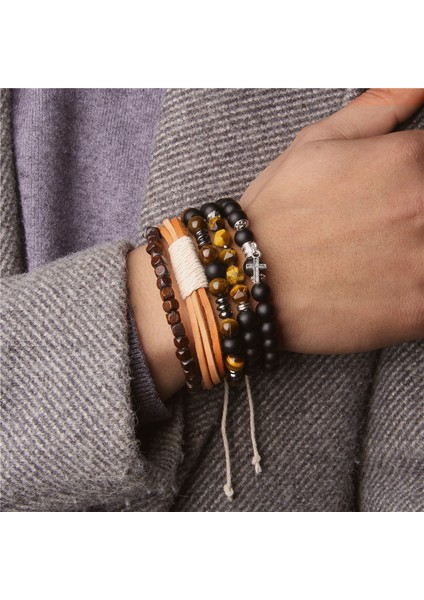 19CM Tarzı Kafatası Bileklik Seti Doğal Şifa Enerjili Labradorit Taşlı Erkek Bileklik Siyah Lav Taşı Bilezik Gümüş Renkli Haç Kolye Pulsera Fem (Yurt Dışından)