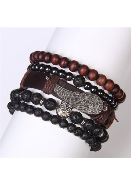 19CM Tarzı Kafatası Bileklik Seti Doğal Şifa Enerjili Labradorit Taşlı Erkek Bileklik Siyah Lav Taşı Bilezik Gümüş Renkli Haç Kolye Pulsera Fem (Yurt Dışından)