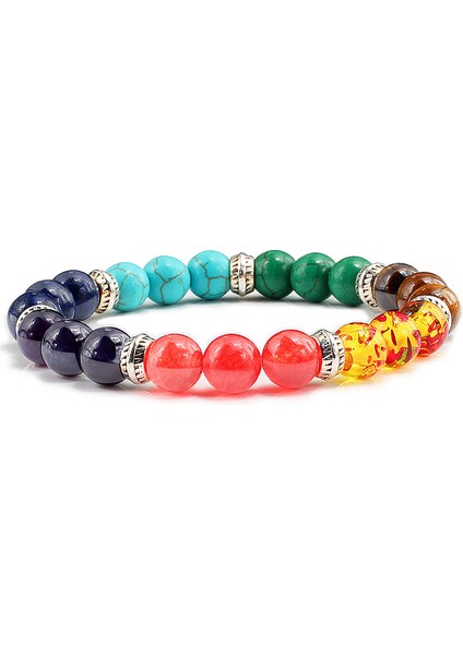 7 Çakra Erkek Kadın Beaded Bilezik Bilezikler Şifa Kaplan Gözü Taşı Çakra Dua Şans Buda Bileziği Ayarlanabilir Takı Hediyeler (Yurt Dışından)