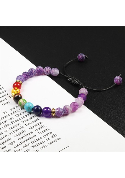 7 Çakra Erkek Kadın Beaded Bilezik Bilezikler Şifa Kaplan Gözü Taşı Çakra Dua Şans Buda Bileziği Ayarlanabilir Takı Hediyeler (Yurt Dışından)