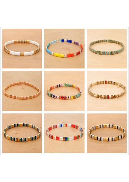HDB141-12 2020 Bohemia Tila Miyuki Bileklik Kadınlar Için Karışık Renkler Moda Şık Sarma Ins Gökküşağı Desen Boncuk Bilezikler Boho Mücevher - Amac: (Yurt Dışından) modelleri