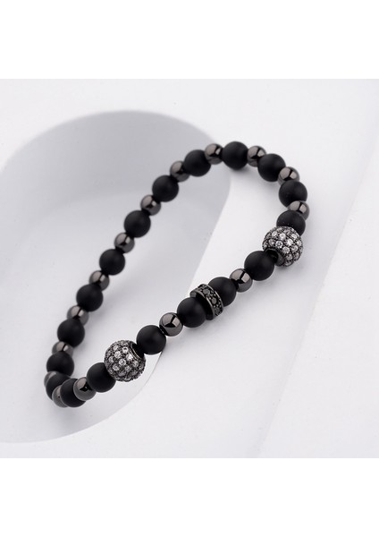 Siyah Erkekleri Büyüle Cz Zirkon Taşlı Bakır Top Bilezik Klasik Yuvarlak Taş Boncuklu Altın Bilezikler Parti Moda Takı (Yurt Dışından)