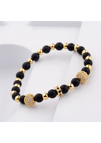 Siyah Erkekleri Büyüle Cz Zirkon Taşlı Bakır Top Bilezik Klasik Yuvarlak Taş Boncuklu Altın Bilezikler Parti Moda Takı (Yurt Dışından) fiyatları