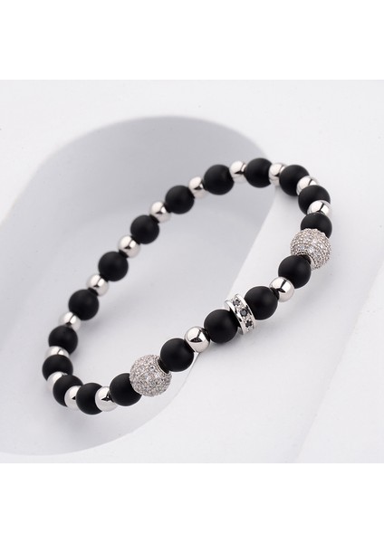 Siyah Erkekleri Büyüle Cz Zirkon Taşlı Bakır Top Bilezik Klasik Yuvarlak Taş Boncuklu Altın Bilezikler Parti Moda Takı (Yurt Dışından) modelleri