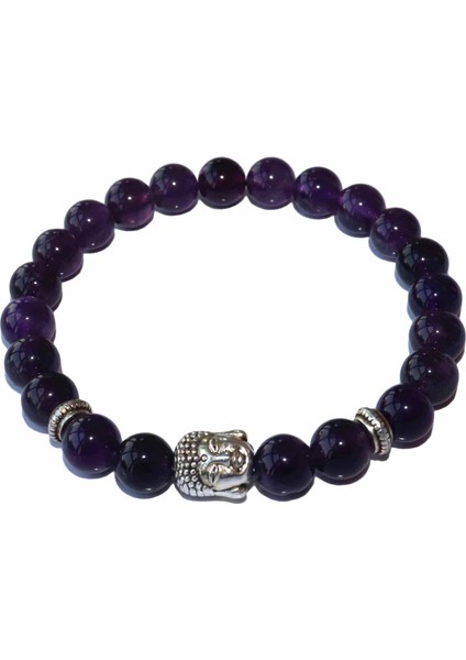 Ametist 8 mm Buddha Baş Taşı Erkek Boncuklu Takı Lava Agat Kaplan Gözü Taş Boncuklu Bilezik Parti Hediye Esnek Yoga Takı (Yurt Dışından)
