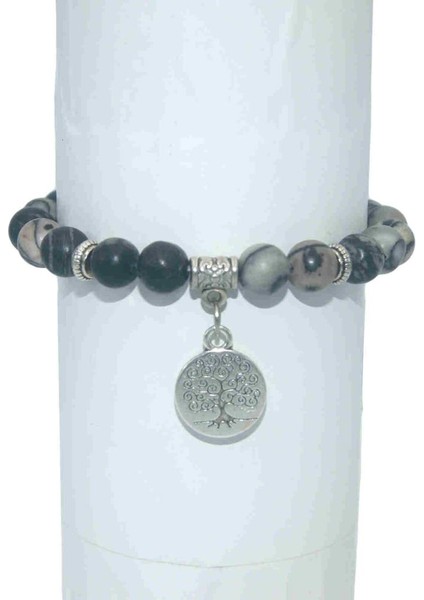 Kara Ağ Taşı Kadın Erkek Yoga Bileklik Femme Için 8 mm Doğal Taş Ağacı Hayat Boncuk Lapis Lazuli Kaplan Gözü Akik Mala Boncuk Bilezikler Bilezikler (Yurt Dışından)