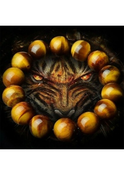 8mm Tarzı Sarı Erkek Kadın Doğal Kaplan Gözü Taş Boncuklu Bilezikler Buddha Bilezikler Unisex Göz Alıcı Mavi Kaplan Gözü Bilezikler (Yurt Dışından)