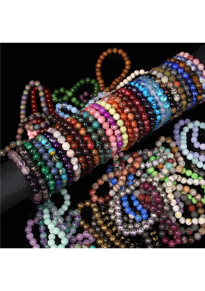 17CM Tarzı 24 Kalsedon Çeşitli Doğal Taş Bileklikler 8mm Boncuklu Bilezikler Cet Agat Yarı Değerli Taş Bilezikler Kadınlar Erkekler Takılar (Yurt Dışından)