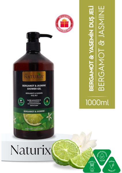 Bergamot & Yasemin Duş Jeli - Ferahlatıcı, Aromatik ve Nemlendirici Günlük Temizlik Jeli 1000ML