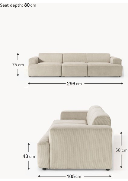 Most Mollista 3 Modül Kanepe Koltuk Fitilli Kırık Beyaz Kadife Kumaş Yataş Sünger (Evinize Teslim) indirimleri