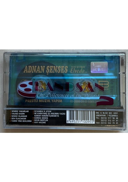 Adnan Şenses Son Şarkım Elveda Kaset (Jelatininde Sıfır Orijinal Dönem Baskı Kaset)