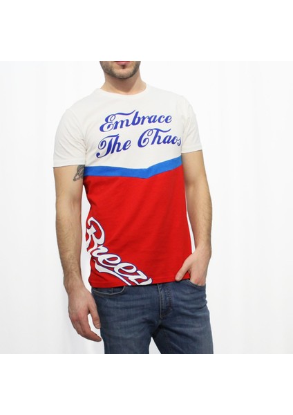 Angel Erkek Beyaz-Kırmızı Tshirt