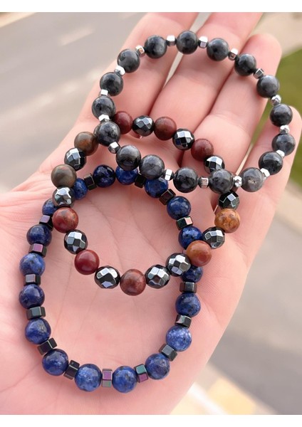 Nursaat 3 Lü Özel Tasarım Unisex Doğal Taş Bileklik Çakra, Turkuaz, Yeşim, Akik ve Sitrin Taşları 07 modelleri