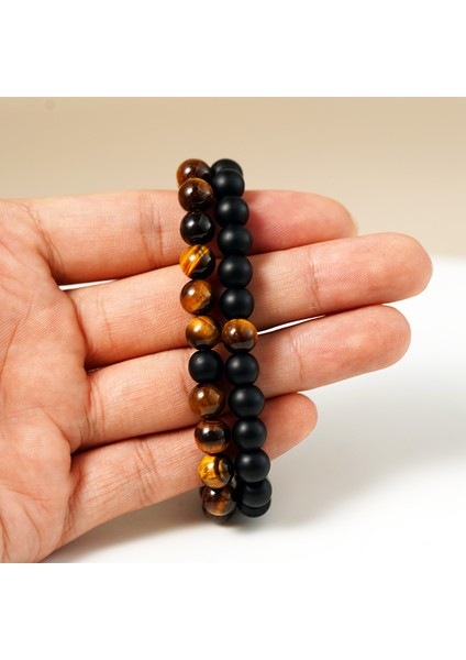 6mm Mat-Kırmızı Set Bileklik Çiftler Mesafe Siyah Beyaz Doğal Lav Taşı Kaplan Gözü Boncuklu Yoga Bilezikleri Erkek Kadınlar Için Esnek Halat Takı (Yurt Dışından) fiyatları