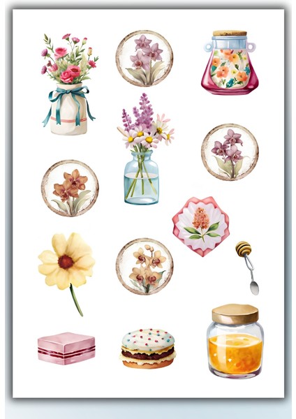 Vintage Temalı Sticker Planner Ajanda Bullet Journal Için Uygun