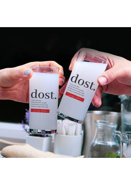 İsme Özel Dost Baskılı 2li Rakı Bardağı