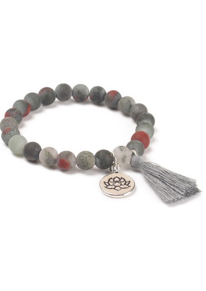 Kantaşı Doğal Taş Lotus Buddha Şans Mala Bileklik ile Püskül Türk Mavisi Boncuk Bilezikler Kadınlar Yoga Dua Bileziği Budist (Yurt Dışından)