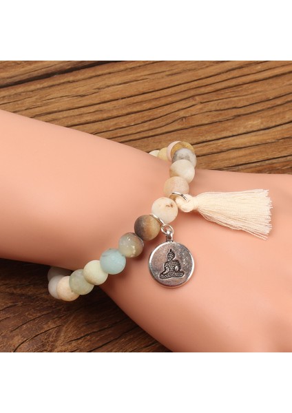 Kantaşı Doğal Taş Lotus Buddha Şans Mala Bileklik ile Püskül Türk Mavisi Boncuk Bilezikler Kadınlar Yoga Dua Bileziği Budist (Yurt Dışından) modelleri