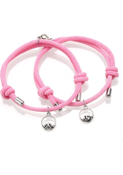 Stili Ayarla J Çift Bileklik Çifti En Iyi Arkadaş Bilekliği Erkek Bilekliği Kırmızı Siyah Halat Örgü Manyetik Çekim Uzun Mesafe Aşk Takı (Yurt Dışından)