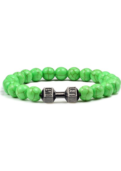Yeşil 14 Stil Dambıllar Lava Taşı Boncuk Bileklikler Kadın Takı Erkek Bilezik Metal Aksesuarlar Bileklik Çift Pulseras (Yurt Dışından)