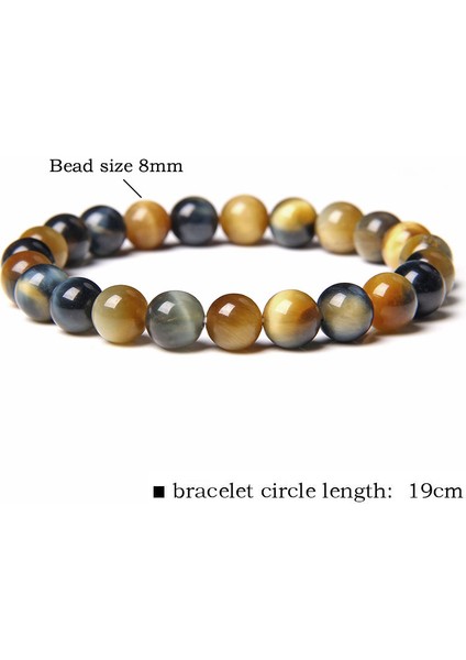 21CM Tarzı Rüya Kaplan Gözü Bileklik Renkli Mavi Sarı Yuvarlak 8mm Boncuklar Doğal Taş Bilezik Kadın Erkek Elastik Ip Bilezikler Takı (Yurt Dışından)