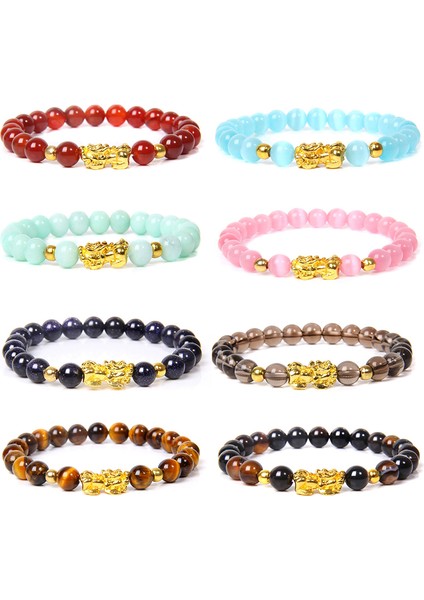 19CM Tarzı Aytaşı Kadın Erkek Feng Shui Buddha Bilekliği Altın Piuxiu Şans Bilekliği Doğal Kaplan Gözü Taşı Kuvars Kristal Boncuklar Zenginlik Bilekliği (Yurt Dışından) fırsatları