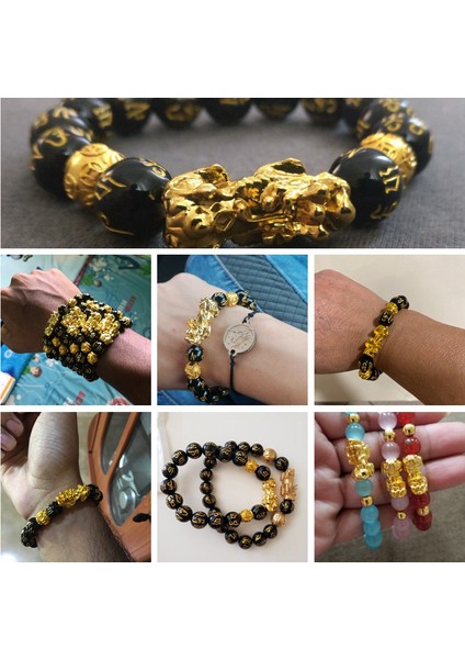19CM Tarzı Aytaşı Kadın Erkek Feng Shui Buddha Bilekliği Altın Piuxiu Şans Bilekliği Doğal Kaplan Gözü Taşı Kuvars Kristal Boncuklar Zenginlik Bilekliği (Yurt Dışından) indirimleri