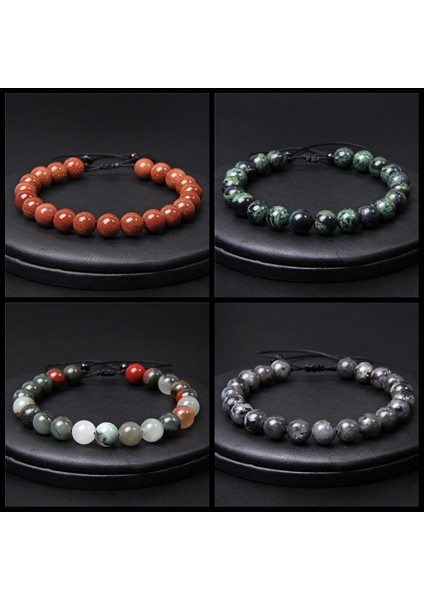 6 Botsvana Ayarlanabilir 8mm Doğal Taş Bilezik Kadın Erkek Minimalist Taş Boncuk Örgülü Halat Bilezikler Iyileştirici Mineral Takı Hediyeler (Yurt Dışından) fırsatları