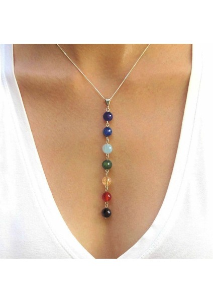 Kolye Kadınlar Için 7 Çakra Doğal Taş Kolye Yoga Reiki Şifa Dengesi Maxi Çakra Doğal Taş Kolye (Yurt Dışından)