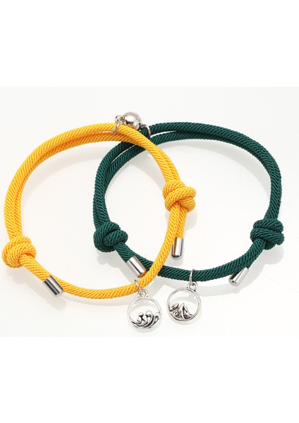 Stili Ayarla Içinde Çift Bileklik Çifti En Iyi Arkadaş Bilekliği Erkek Bilekliği Kırmızı Siyah Halat Örgü Manyetik Çekim Uzun Mesafe Aşk Takı (Yurt Dışından)