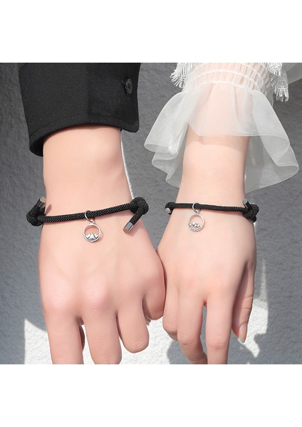 Stili Ayarla Içinde Çift Bileklik Çifti En Iyi Arkadaş Bilekliği Erkek Bilekliği Kırmızı Siyah Halat Örgü Manyetik Çekim Uzun Mesafe Aşk Takı (Yurt Dışından) fiyatları