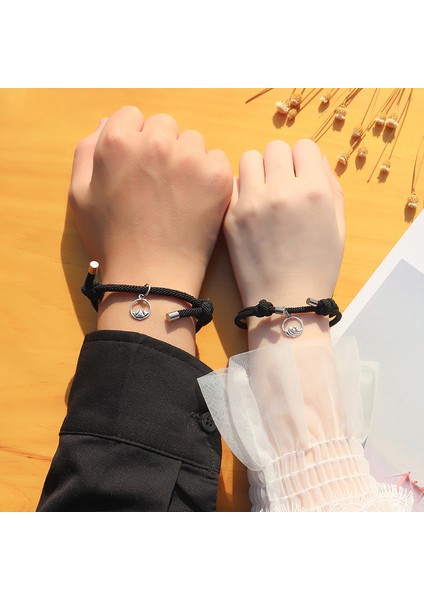 Stili Ayarla Içinde Çift Bileklik Çifti En Iyi Arkadaş Bilekliği Erkek Bilekliği Kırmızı Siyah Halat Örgü Manyetik Çekim Uzun Mesafe Aşk Takı (Yurt Dışından) modelleri