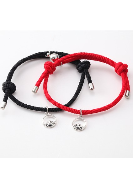 Stili Ayarla Içinde Çift Bileklik Çifti En Iyi Arkadaş Bilekliği Erkek Bilekliği Kırmızı Siyah Halat Örgü Manyetik Çekim Uzun Mesafe Aşk Takı (Yurt Dışından) indirimleri