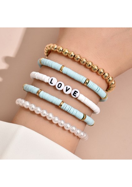 A Kadınlar Için Etnik Bohem Çok Renkli Bilezik Seti, Moda Incili Yumuşak Seramik Renkli Plaj Bileziği, Çiftler Boho Mücevher. (Yurt Dışından) modelleri