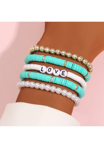 A Kadınlar Için Etnik Bohem Çok Renkli Bilezik Seti, Moda Incili Yumuşak Seramik Renkli Plaj Bileziği, Çiftler Boho Mücevher. (Yurt Dışından) fırsatları