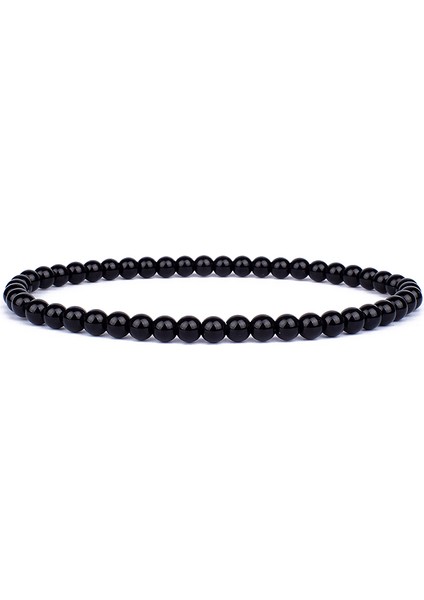 6MMBEADS-17CM Tarzı ONIKS25 Doğal Yuvarlak Akik Oniks Taş Esnek Bileklik Kadın Erkek El Yapımı Yoga Takıları (Yurt Dışından)